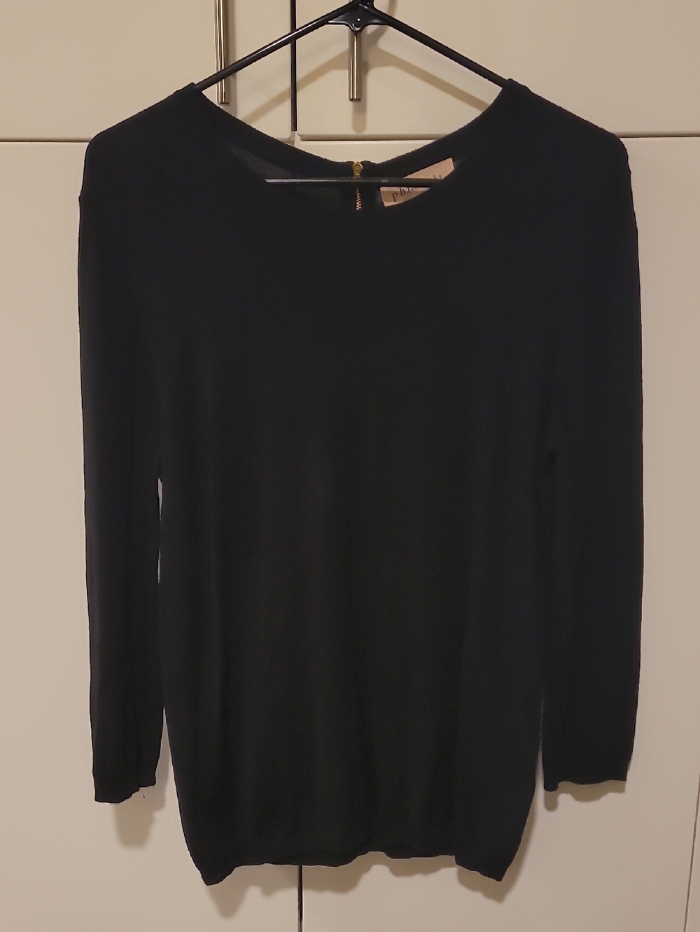 Philosophy Black Long Sleeve Lightweight Sweater With Zipper Back